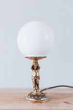 Vintage Small Glass Globe Lamp and Brass Foot Representing a Child
