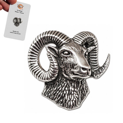 Ram pin badge pewter mouflon - pin,