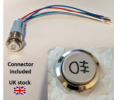 Chrome front fog latching 12V 3A push button switch 16mm IP65 IK10 UK STOCK