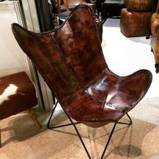 Chaise Papillon En Cuir De