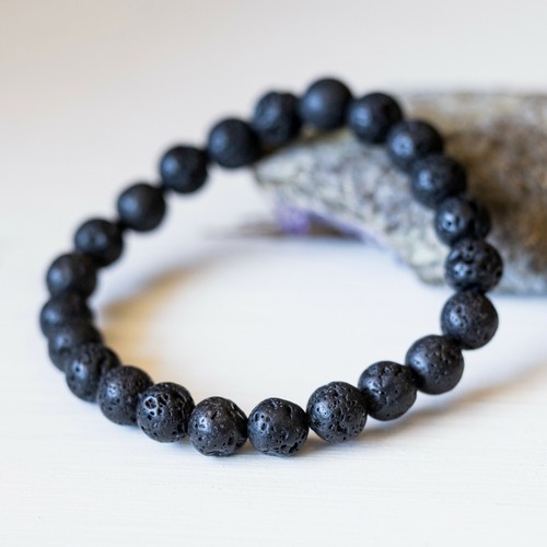 Bracelet pierre lave perles - pierre,