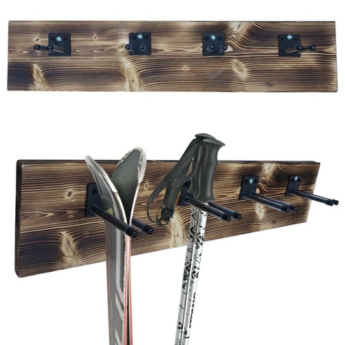 Support ski mur en bois - ski,