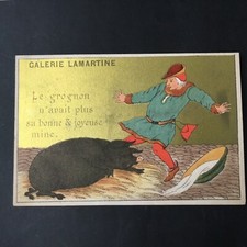 Chromo Antique Gold Pig Galerie Lamartine Paris Pig Scrap