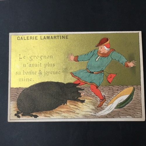 Chromo ancien doré - chromo, cochon