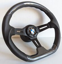 Steering Wheel Fits For BMW Flat Bottom Wood Black Carbon E28 E30 E32 E34 86-92'