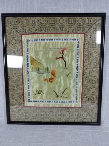 Ancien cadre tableau - , broderie