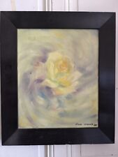 Oil on cardboard Eliane MEUNIER (20th) still life "Yellow rose" dated 1956