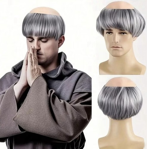 Perruque moine gris - de,