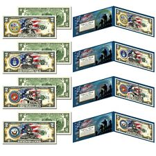 Complete Set of 4 US SPECIAL ELITE FORCES All Military Branches Genuine $2 Bills