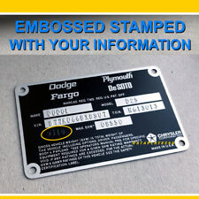 DODGE 1974-1981 DATA TAG A100 D100 D200 W100 W200 W300 POWER WAGON PLATE