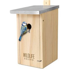 I Nichoir avec Toit en Métal pour Mésange Bleue I en Bois Naturel Résistant a...