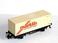 MARKLIN HO 4481 WAGON PLATEFORME PORTE CONTAINER + CONTENEUR PUBLICITAIRE MARK