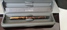 Stylo bille PARKER RIALTO laque couleur Marbre marron plaqués OR état neuve
