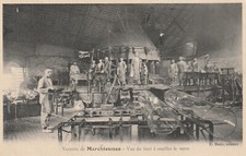 59 CPA MARCHIENNES GLASS VIEW FROM THE OVEN TO BLOW GLASS