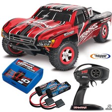 Traxxas Slash 1/16 4x4 Rouge Rtr + 4A Chargeur + 2 x 2200 Lipo Akku Jeu Combo