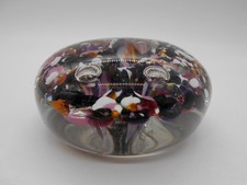 STUNNING SULPHIDE PAPERWEIGHT BALL PRESS PAPERS PINK & BLACK ABSTRACT CRYSTAL