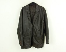 Hommes UK 42 US Marron Veste Cuir Manteau Bouton Hiver Ue 52 vintage Blazer L