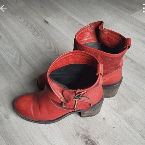 Texto bottines cuir rouge - bottines,