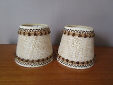 2 Petits abats jours  tissus Beige Marron / toile de jute avec galons Vintage 2