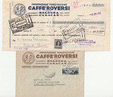 ITALY - Envel. Advertising & invoice 1954 Torrefaction CAFFE' ROVERSI Bologna