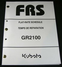 Kubota GR2100 Tractor Mower Flat Rate Schedule for Service Repair Time Manual 