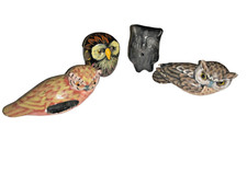 Lot of 4 Multicolored Wood Ceramic Owl Owl Figurines 150g