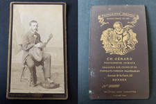 Gérard, Rennes, guitarist vintage albumen print CDV.