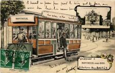 Old postcard AK PARIS Arriving in MONTREUIL-sous-BOIS Tramway (676149)