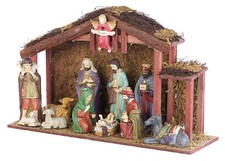 Grande crèche de Noël avec 11 figurines en porcelaine et LED - Pearl