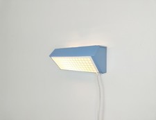 Light blue 1980s brutalist wall lamp, vintage IKEA, Swedish Scandinavian design