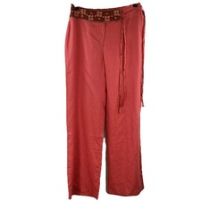 Rene Derhy Peach Pink Linen Blend Straight Leg Trousers M NWT