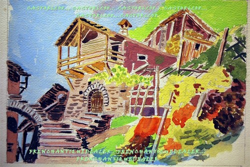 Aquarelle chalet montagne - aquarelle,