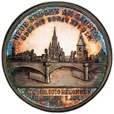 GERMANY Ulm Fisherman's Tournament 1912 silver Medal PCGS SP-65 Rainbow Toning!