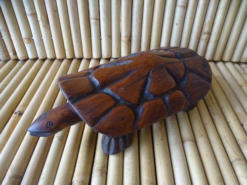 Tortue bois brut sculpté - brut,
