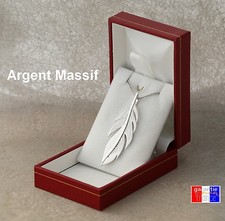 Pendentif plume indienne en argent massif 925 avec chaine et écrin bijoux neuf