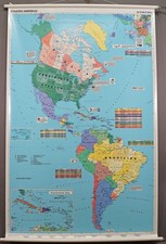 Americas States Vintage Rollable Map Mural Wall Chart Poster