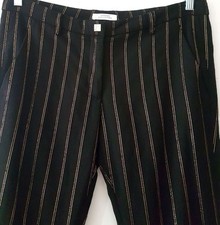 Pantalon crop élégant femme rayé noir et or original Versace taille 42