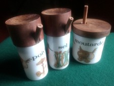 SERVICE à CONDIMENTS sel poivre moutarde ORWAL France OPALINE VINTAGE ANNEE 60