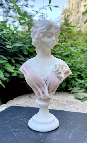 Buste albâtre signé art - en,