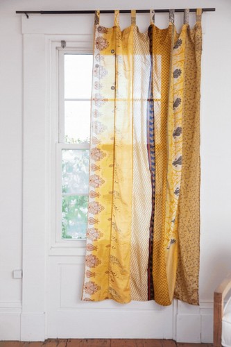 Rideau jaune boho sari - , indien