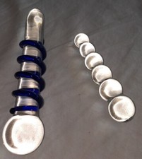 lot de 2 Sculptures Pénis PHALLUS en verre