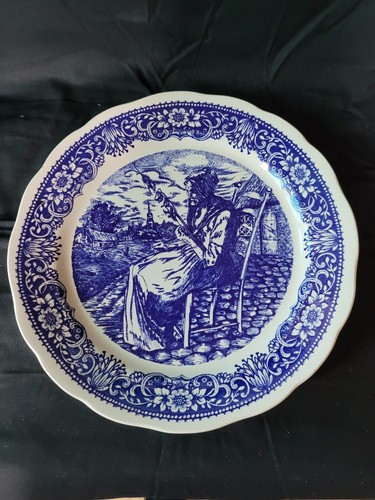 Grand plat ancien decor bleu - grand,