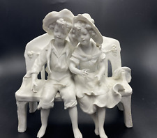 19th Barefoot Girl & Boy Figure Cookie Top on a Bench