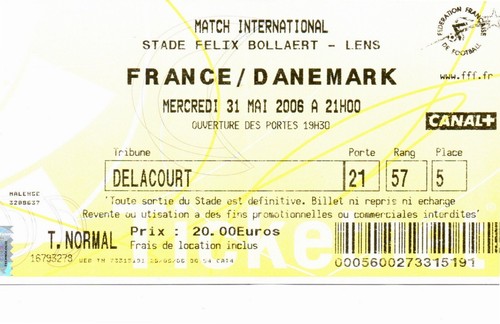 Billet ticket football france - billet,
