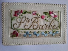 carte postale ancienne Brodée