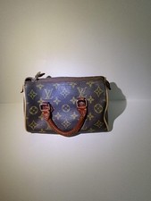 LOUIS VUITTON Monogram Nano Speedy Handbag Canvas Leather Used Authentic