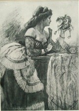 FELICIEN ROPS mounted vintage print 12 x 10" 1945 Decadent femme fatale FR03