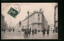 Old postcard Nantes, Boulevard Delorme and Rue Newton 1907 