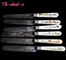 6 COUTEAUX MANCHES PORCELAINE