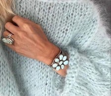  Pull  Gris angora 30% ( Plis Épaules  Possible)🐇 Touché Mohair 